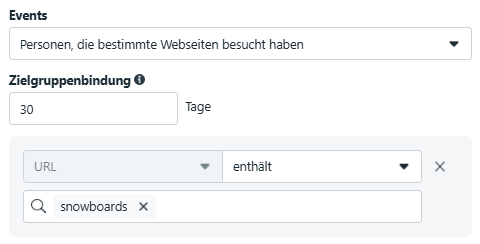Einstellung Retargeting-Zielgruppe mit URL-Parametern